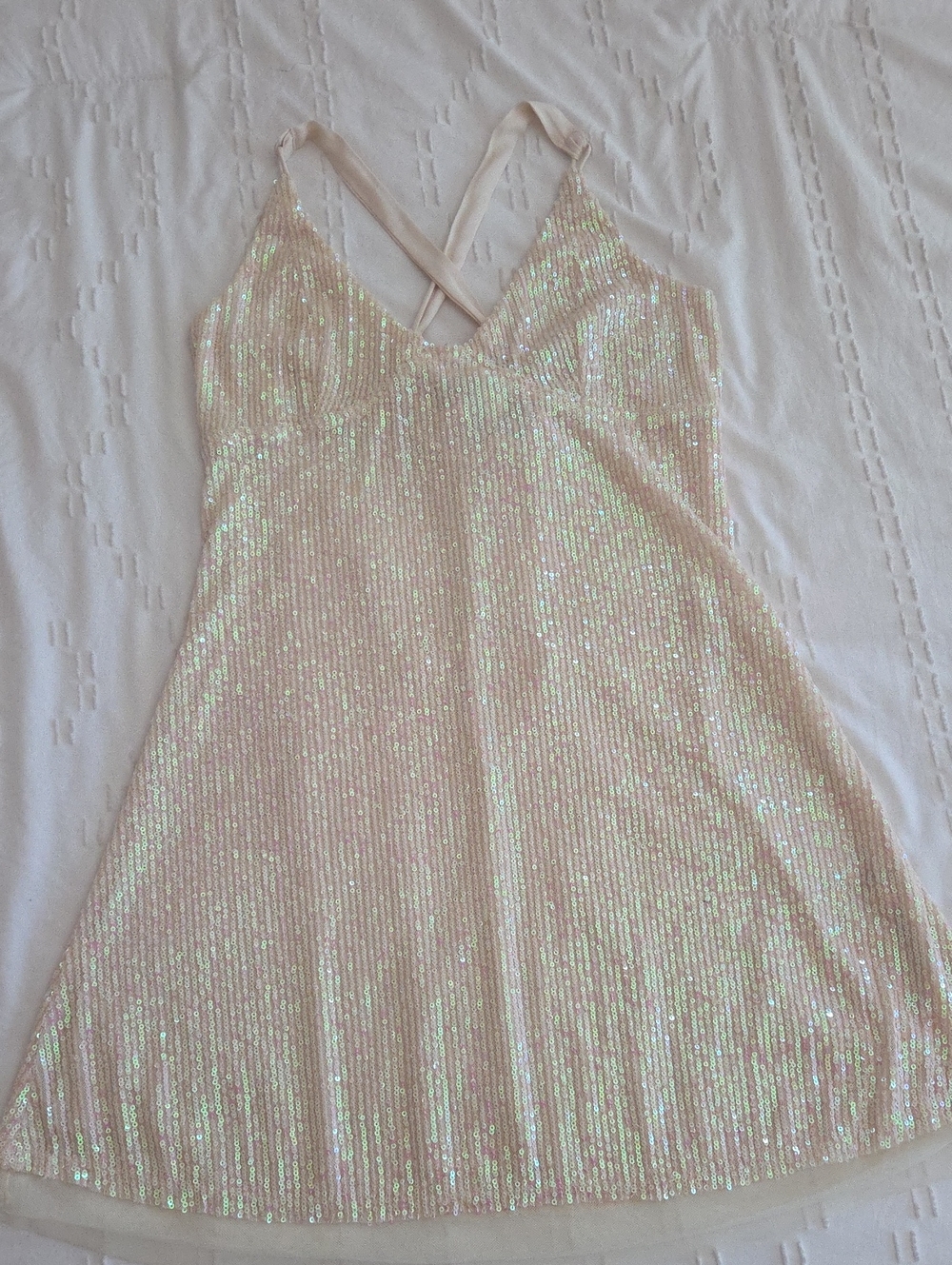 Free People Iridescent Pink Sequin Slip Dress